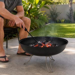 Portable Fire Pit 18.5" Folding Outdoor Wood Braai BBQ Grill Spark Screen