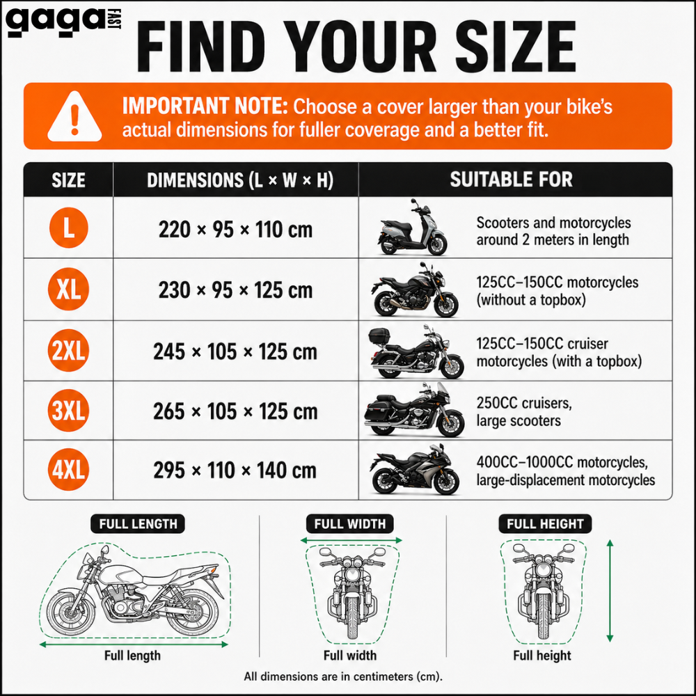GagaFast Waterproof Motorbike Cover South Africa – 210D Oxford All-Weather Motorcycle & Scooter Protection