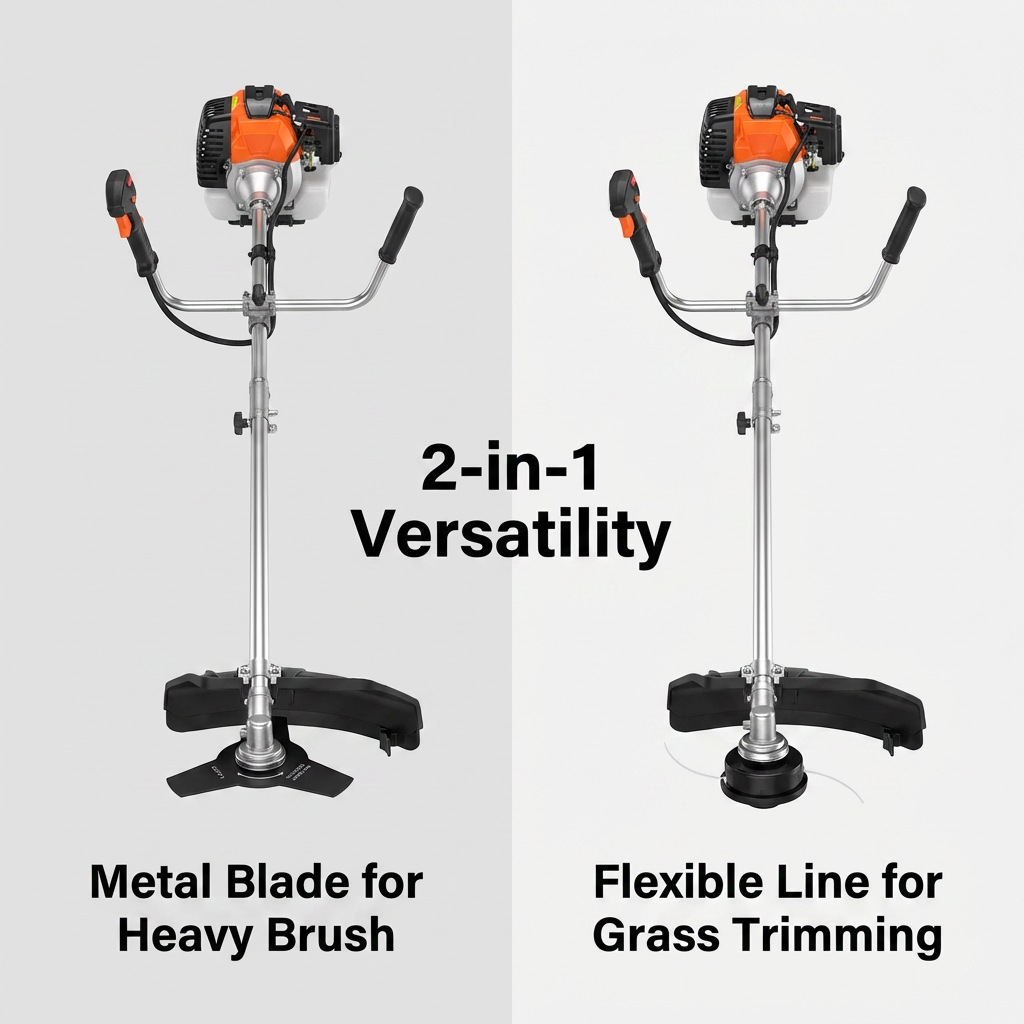 YARD FORCE 52cc Petrol Brush Cutter Grass Trimmer 2-in-1 Easy Start