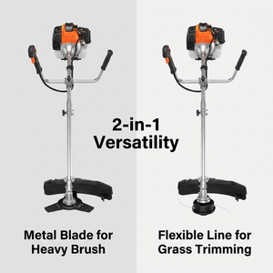 YARD FORCE 52cc Petrol Brush Cutter Grass Trimmer 2-in-1 Easy Start