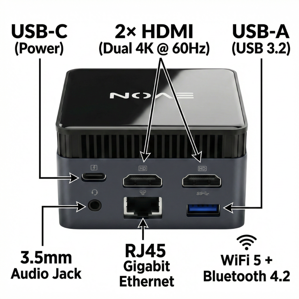 EVON M6S Mini PC Intel N100 12GB 512GB NVMe SSD Dual 4K Windows 11 OpenClaw