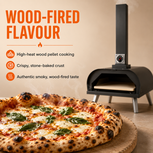 Portable Pizza Oven with Thermometer Outdoor 11 Inch Stone Wood Pellet Braai