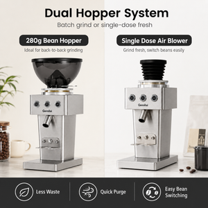 Gemilai Electric Coffee Grinder 64mm Flat Burr Espresso Single Dose Steel