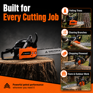 YARD FORCE 46cc Petrol Chainsaw 18" Bar 2-Stroke Engine Easy Start