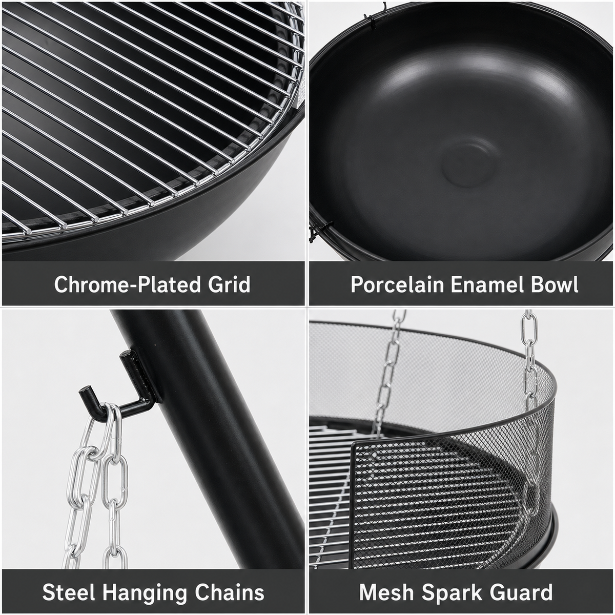Tripod Braai Grill Charcoal Fire Pit Hanging Portable Outdoor Camping BBQ