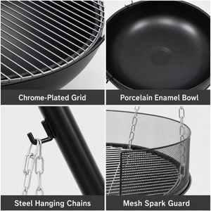 Tripod Braai Grill Charcoal Fire Pit Hanging Portable Outdoor Camping BBQ
