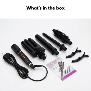 Kemey Professional 4-in-1 Hair Curler Set Curling Iron with Temperature Control