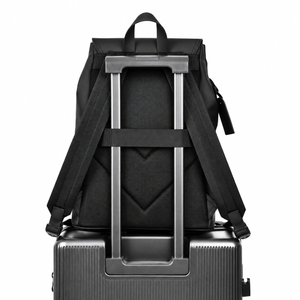 15.6 Inch Laptop Backpack Minimalist Modern PU Travel Bag with Luggage Strap