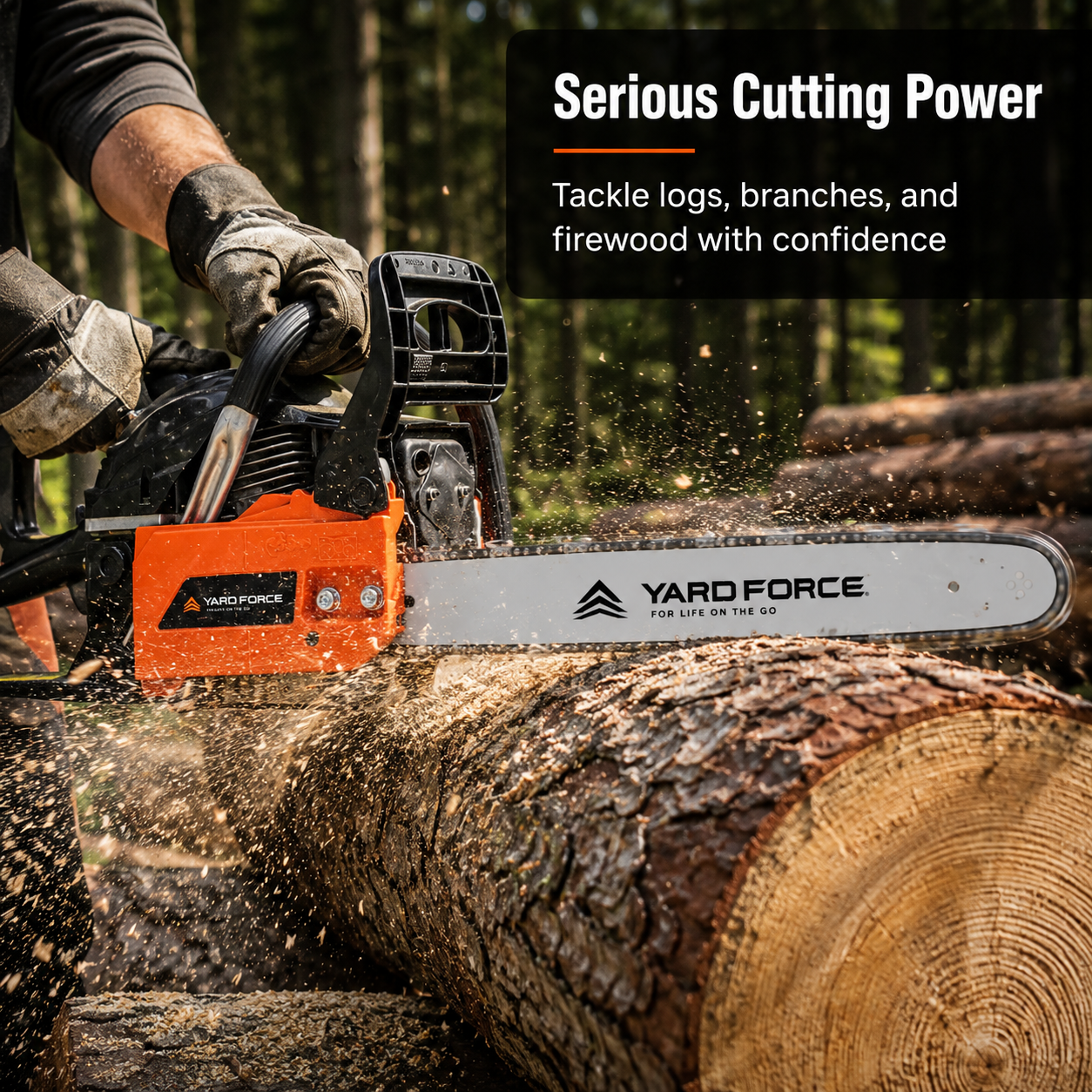 YARD FORCE 46cc Petrol Chainsaw 18" Bar 2-Stroke Engine Easy Start