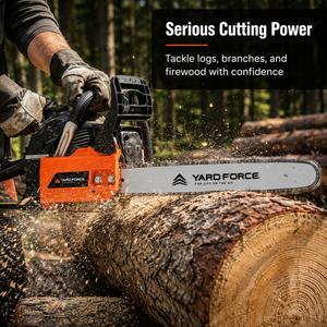YARD FORCE 46cc Petrol Chainsaw 18" Bar 2-Stroke Engine Easy Start