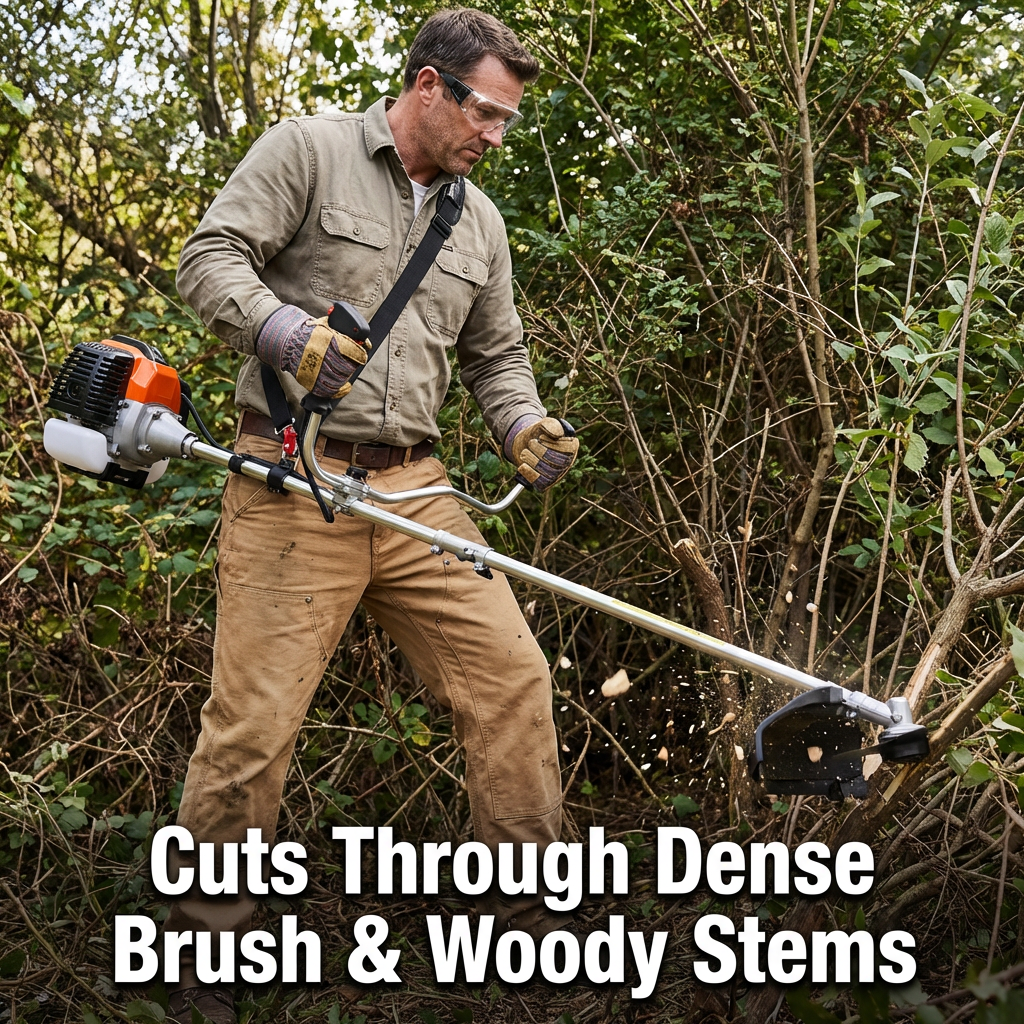 YARD FORCE 52cc Petrol Brush Cutter Grass Trimmer 2-in-1 Easy Start