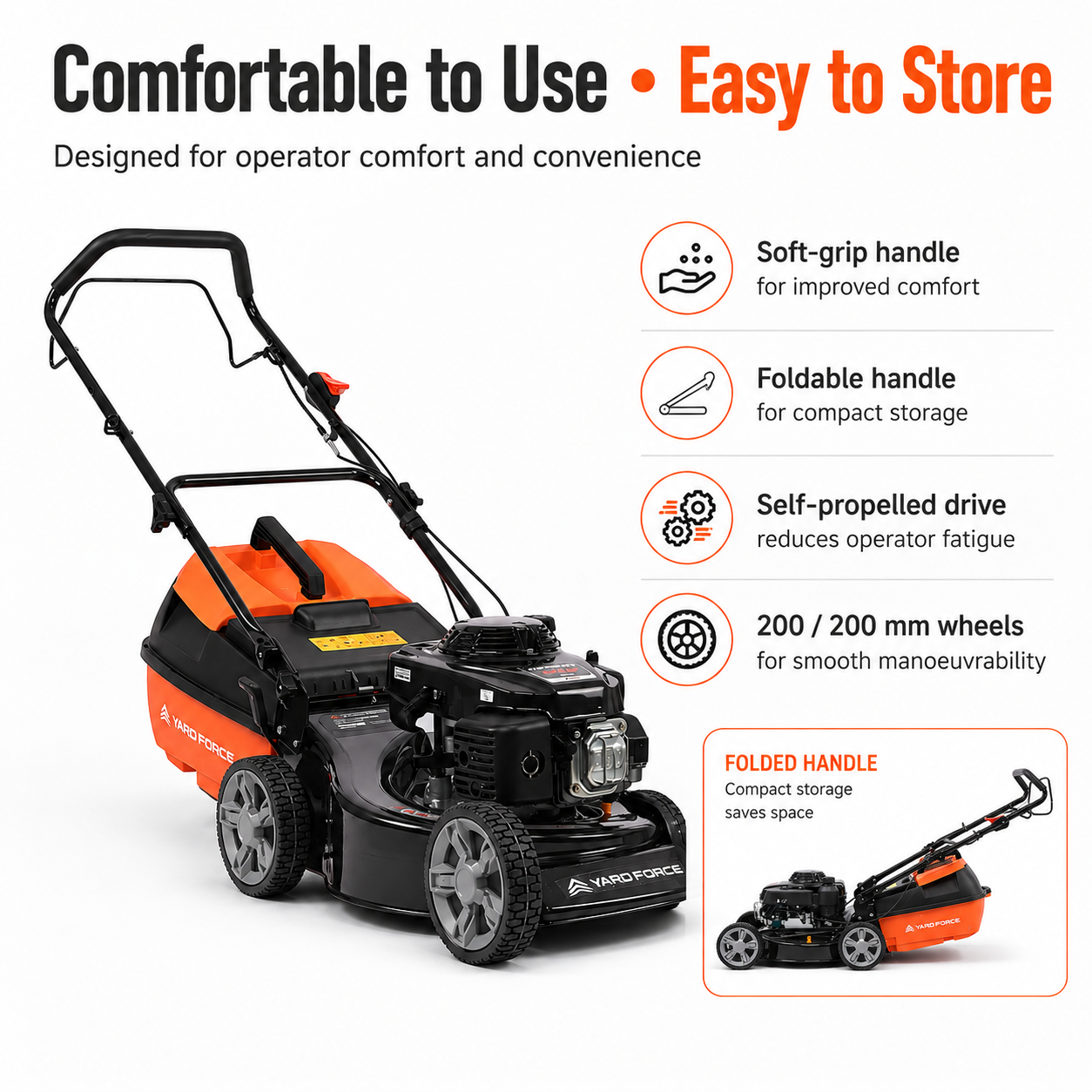 YARD FORCE 163cc Petrol Lawnmower Honda GXV160 Mulch & Catch Self-Propelled