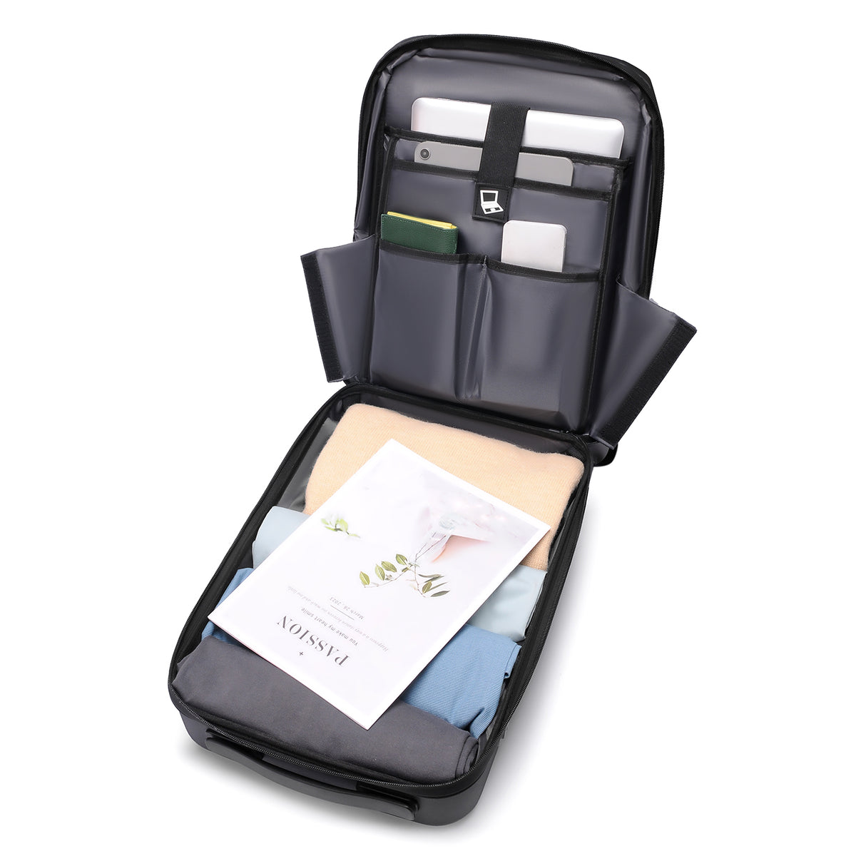 Expandable Hard Shell 17 Inch Laptop Anti-Theft Backpack with Lock USB Port - Silver