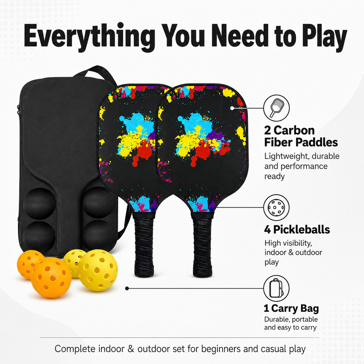 GagaFast T300 Carbon Fiber Pickleball Paddle Set