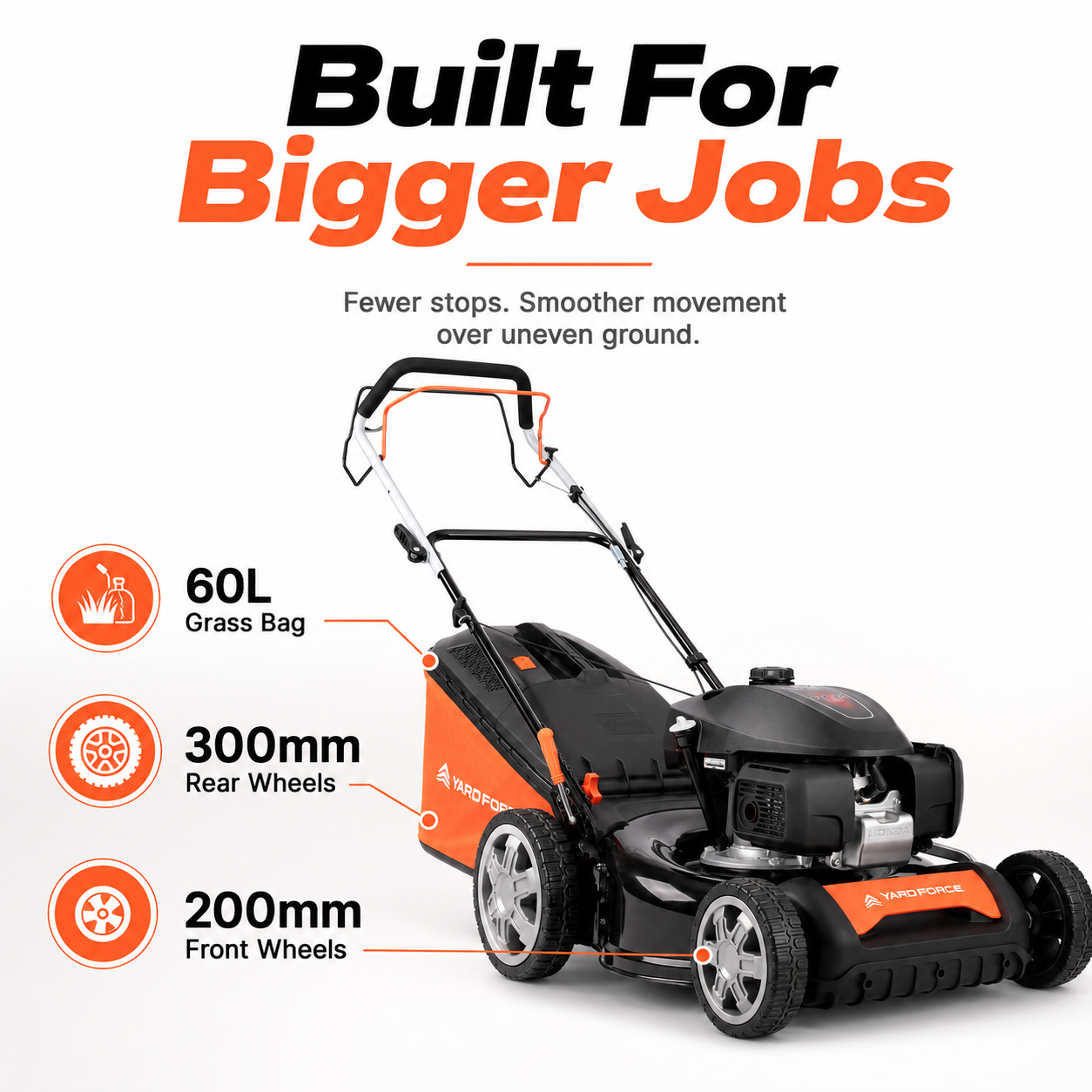 YARD FORCE Honda GCV200 Self-Propelled Petrol Lawnmower 51cm 4-in-1