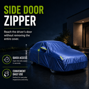 GagaFast Blue Shield Car Cover Side Door Zipper – Quick Driver Door Access Without Removing Cover