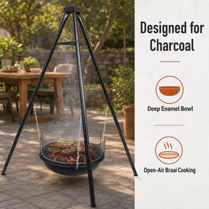 Tripod Braai Grill Charcoal Fire Pit Hanging Portable Outdoor Camping BBQ