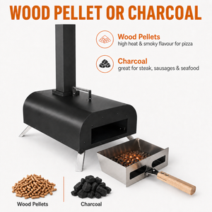 Portable Pizza Oven with Thermometer Outdoor 11 Inch Stone Wood Pellet Braai