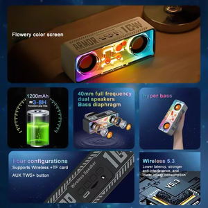 Transparent Mecha Cyberpunk Style Portable Wireless Bluetooth Speaker RGB – Black