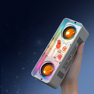 Transparent Mecha Cyberpunk Style Portable Wireless Bluetooth Speaker RGB – White