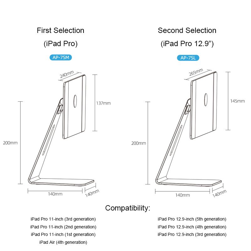 GagaFast Portable Rotatable Aluminium Alloy Magnet Stand for iPad – iPad Pro 12.9 Inch