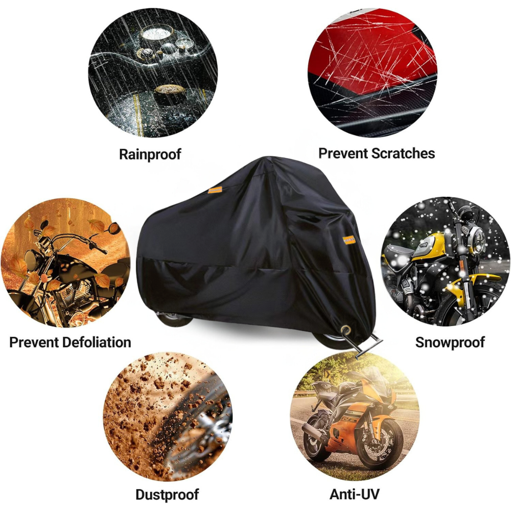 GagaFast Motorbike Cover – Elastic Hem and Windproof Strap for Secure Motorcycle Fit