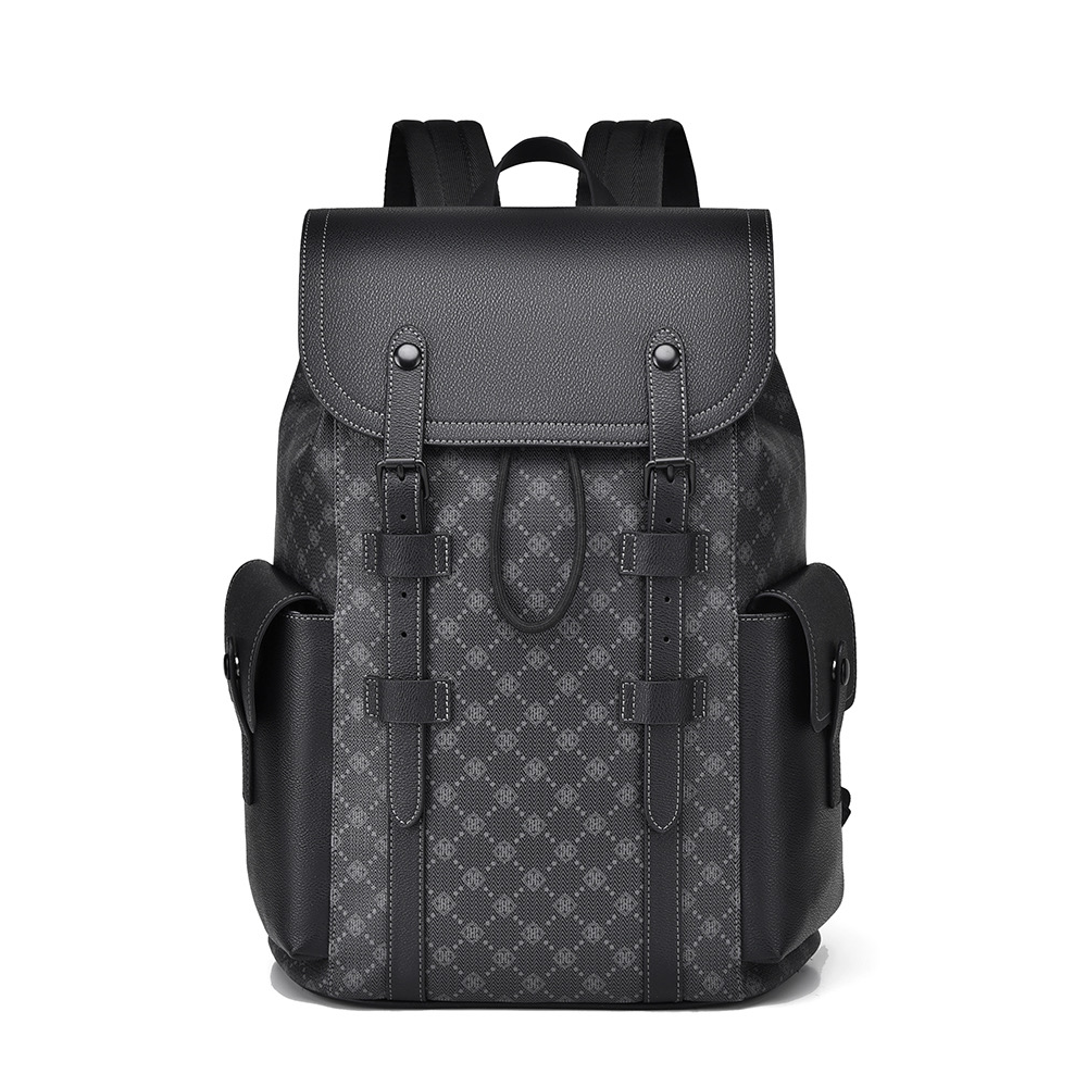 Men’s Classic Monogram Laptop Backpack With Magnetic Buckle