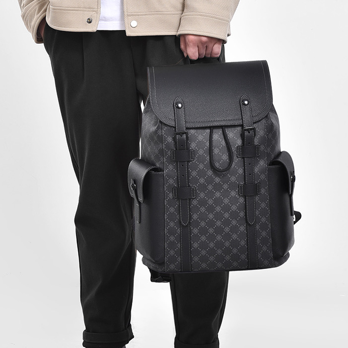 Men’s Classic Monogram Laptop Backpack With Magnetic Buckle