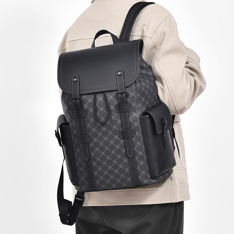Men’s Classic Monogram Laptop Backpack With Magnetic Buckle