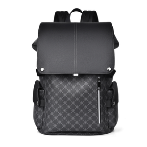 GagaFast Men's Classic Monogram Laptop Backpack with Snap Button Flap - GagaFast