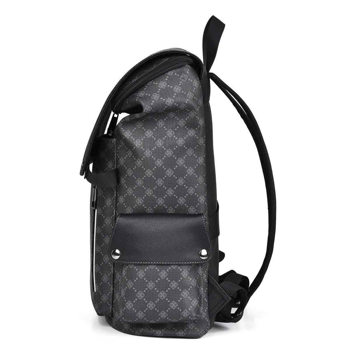 GagaFast Men's Classic Monogram Laptop Backpack with Snap Button Flap