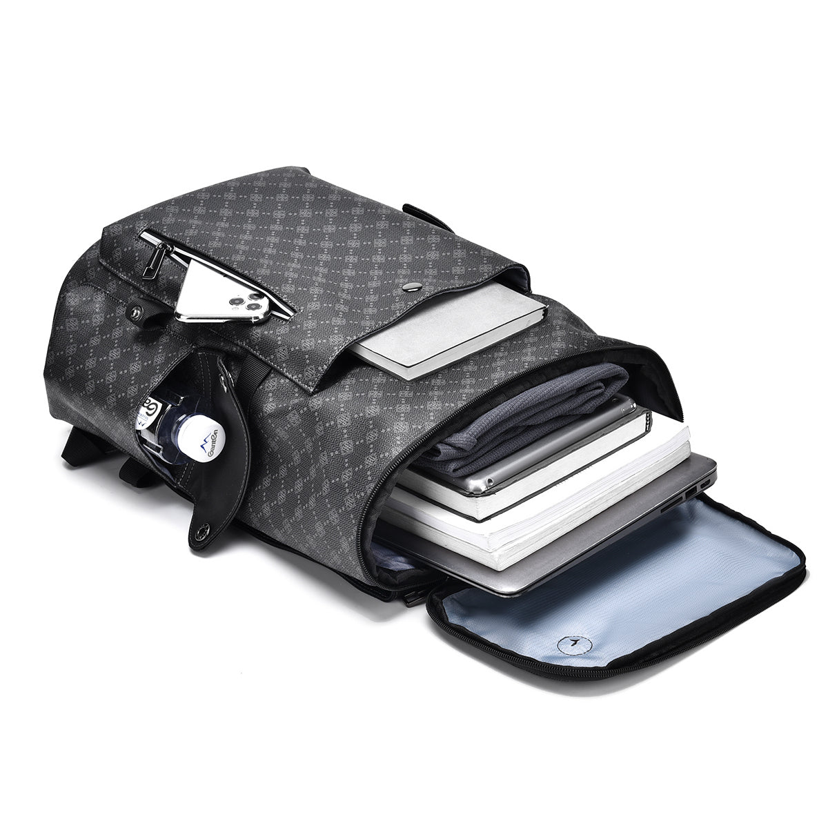 GagaFast Men’s Classic Monogram Laptop Backpack with Snap Button Flap