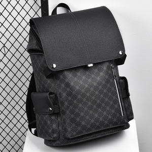 GagaFast Men’s Classic Monogram Laptop Backpack with Snap Button Flap