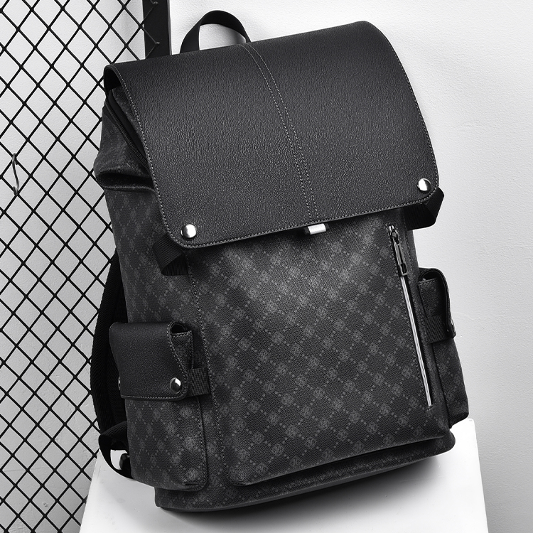 GagaFast Men’s Classic Monogram Laptop Backpack with Snap Button Flap