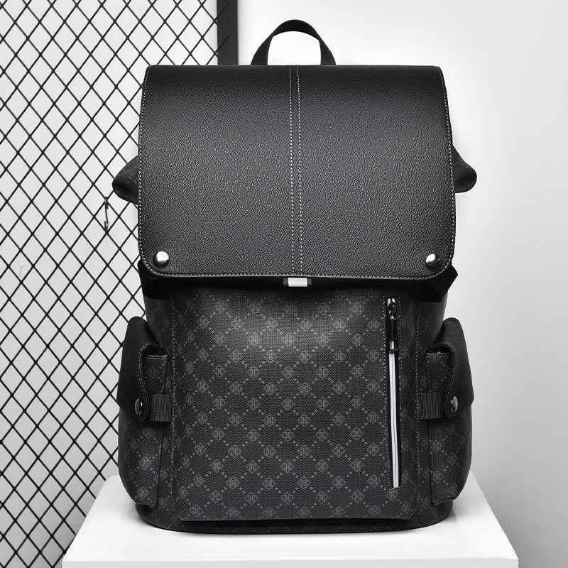 GagaFast Men's Classic Monogram Laptop Backpack with Snap Button Flap