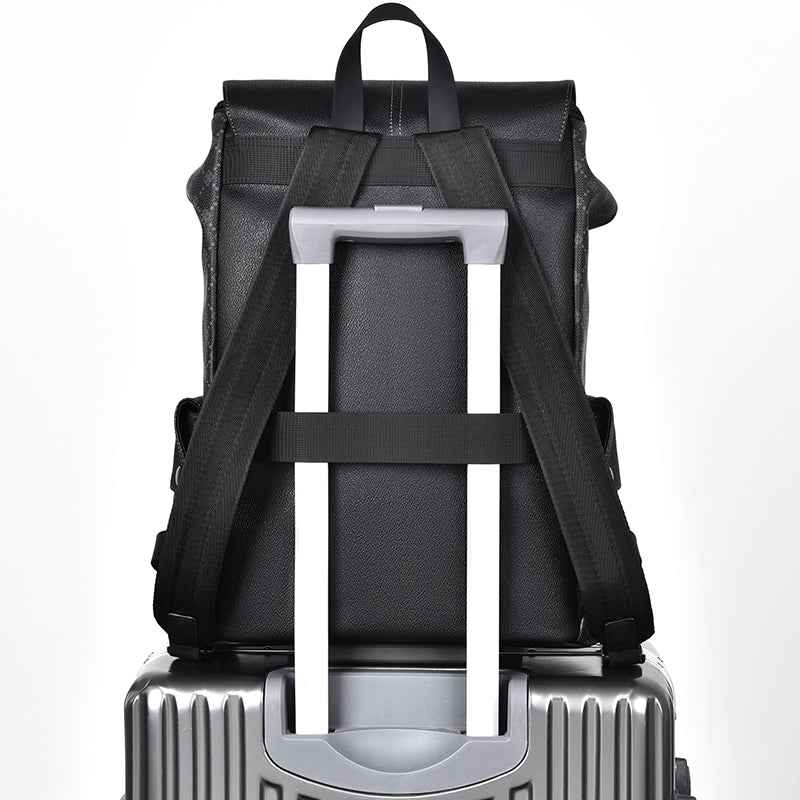 GagaFast Men's Classic Monogram Laptop Backpack with Snap Button Flap