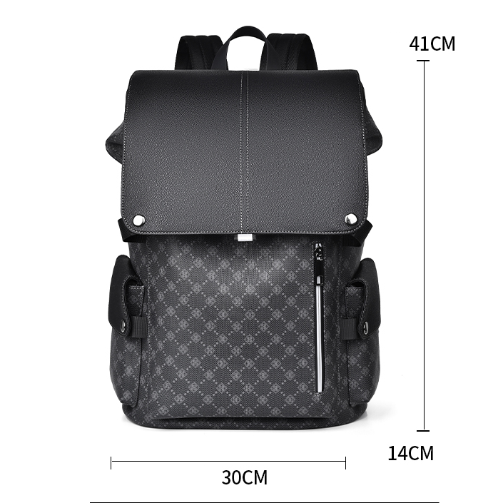 GagaFast Men's Classic Monogram Laptop Backpack with Snap Button Flap