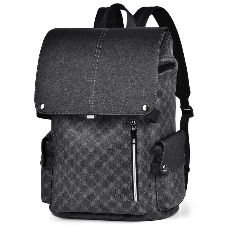 GagaFast monogram laptop backpack with snap button flap
