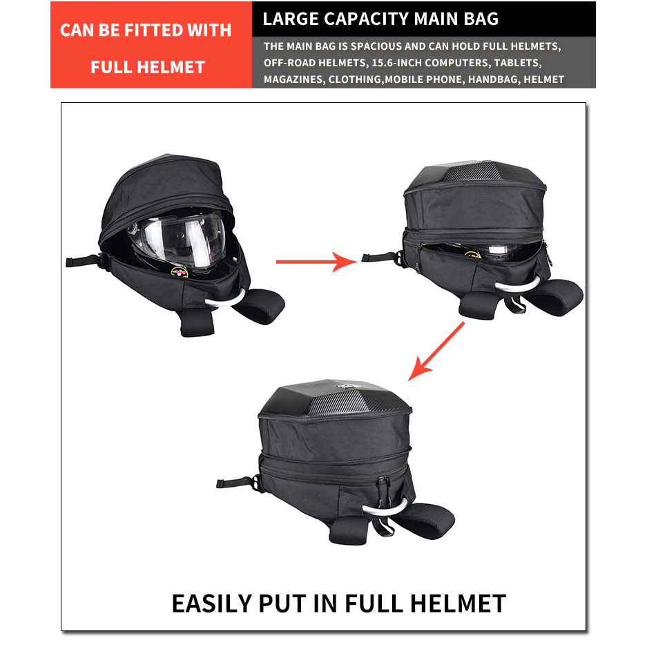 GagaFast – Motorcycle Helmet Laptop Hard Shell Expandable Waterproof Backpack