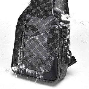 Men's Classic Monogram Crossbody Sling Bag with USB Port