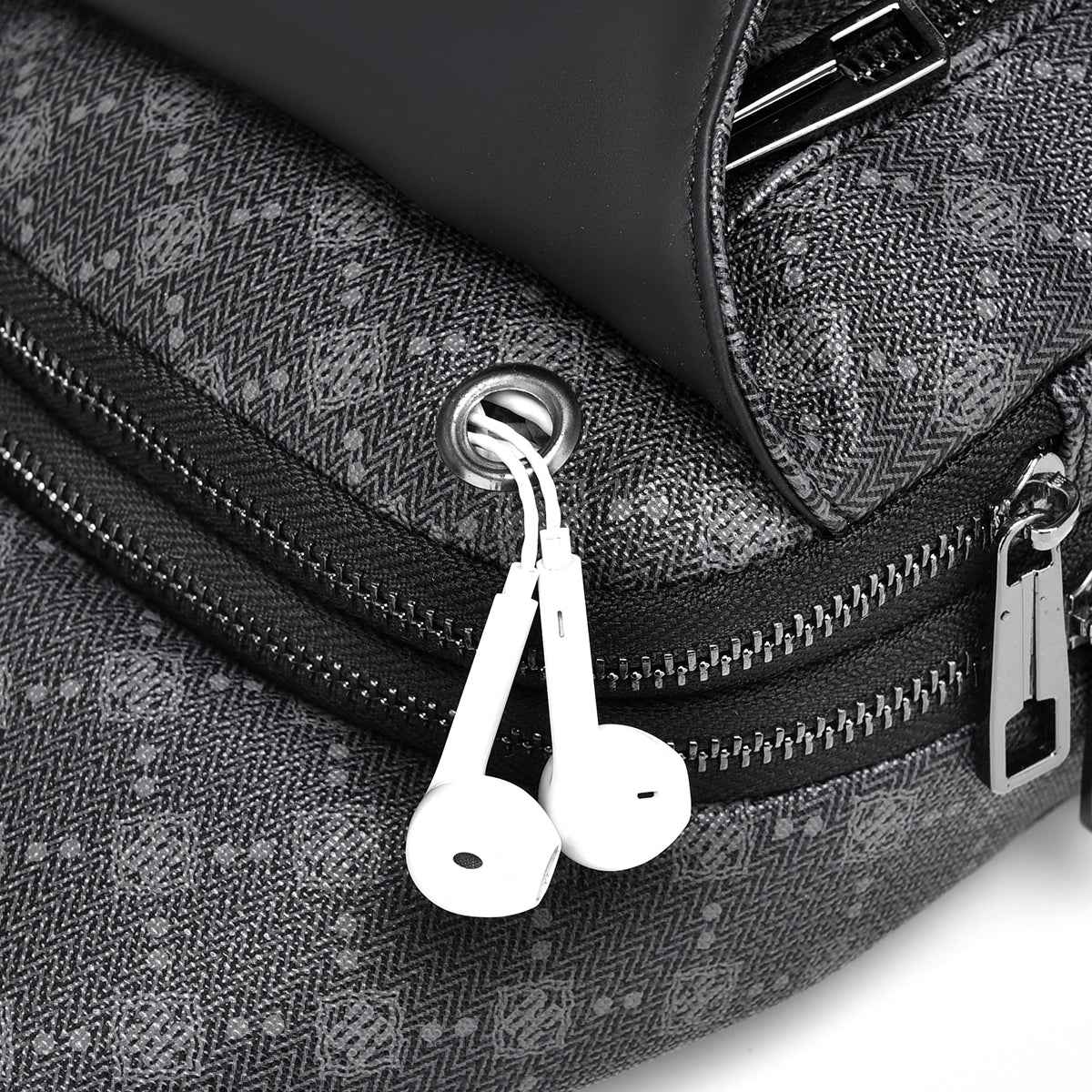 Men's Classic Monogram Crossbody Sling Bag with USB Port