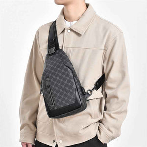 Men's Classic Monogram Crossbody Sling Bag with USB Port