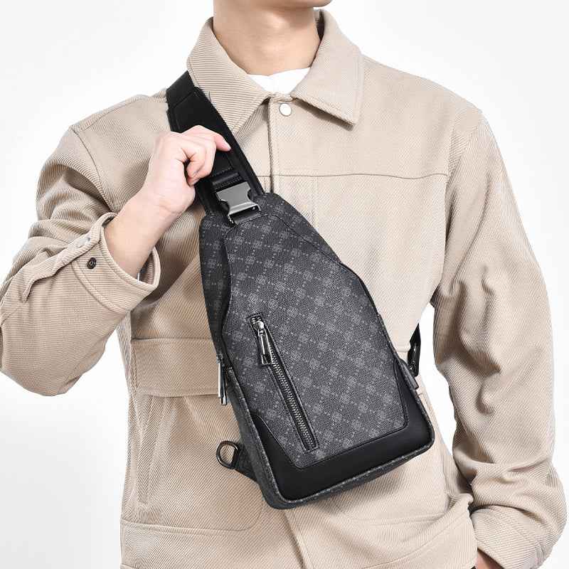 Men's Classic Monogram Crossbody Sling Bag with USB Port