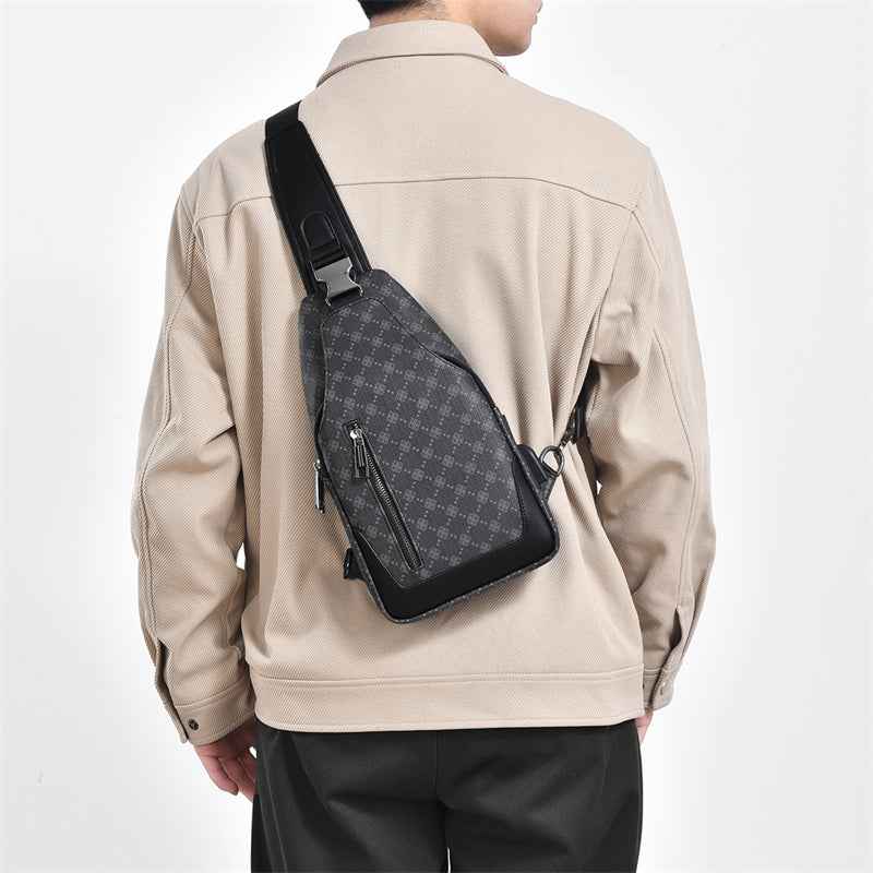 Men's Classic Monogram Crossbody Sling Bag with USB Port