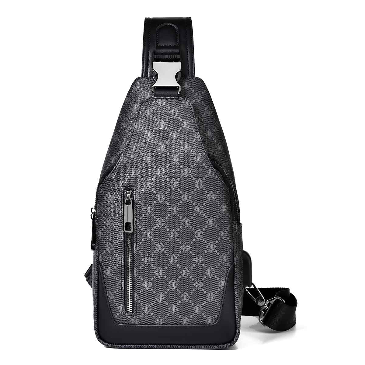 Men's Classic Monogram Crossbody Sling Bag with USB Port
