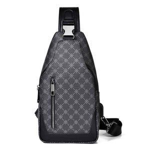 Men's Classic Monogram Crossbody Sling Bag with USB Port