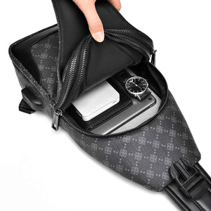 Men's Classic Monogram Crossbody Sling Bag with USB Port