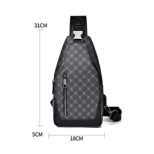 Men's Classic Monogram Crossbody Sling Bag with USB Port - GagaFast
