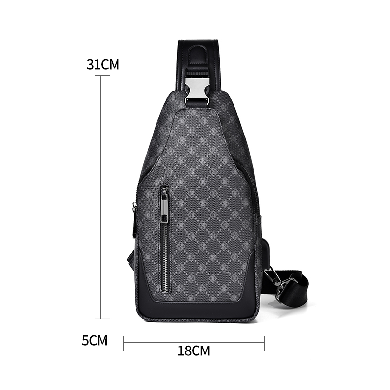 Men's Classic Monogram Crossbody Sling Bag with USB Port - GagaFast