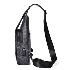 Men's Classic Monogram Crossbody Sling Bag with USB Port